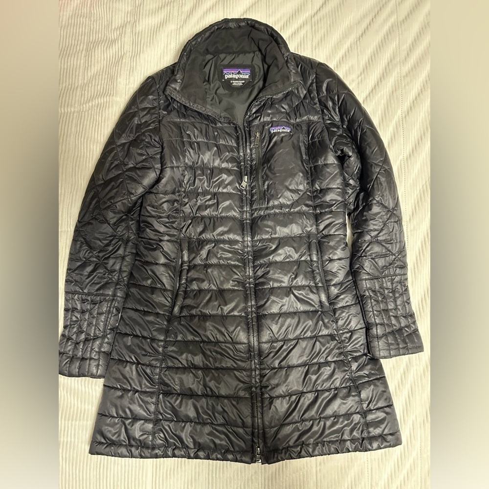 PATAGONIA Jacket Women Sz S Puffer Coat Long Black